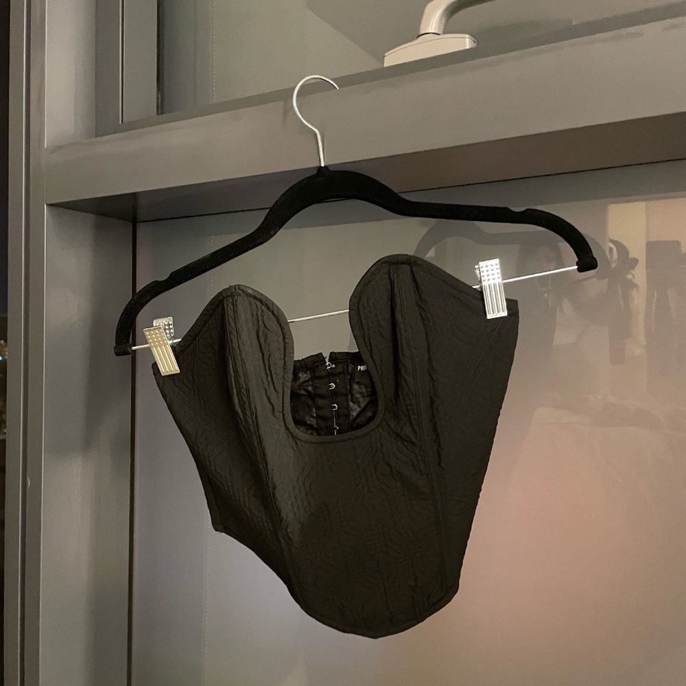 PLT plunge black corset